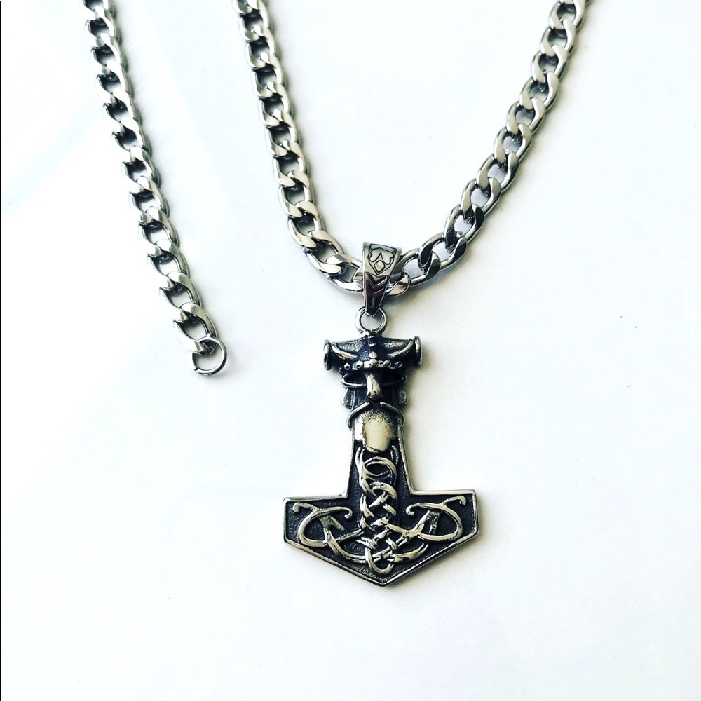 Viking necklace set in stainless steel